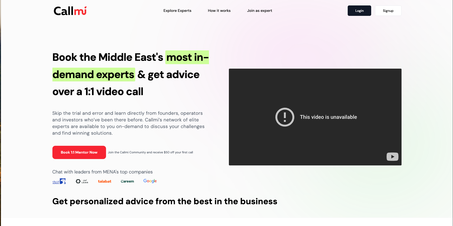 Callmi: 1:1 Expert Mentorship Marketplace for the MENA Region